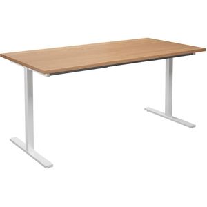 Multifunctionele tafel DUO-T, recht blad, h x d = 740 x 800 mm, breedte 1600 mm, beukenhout, wit