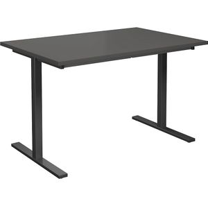Multifunctionele tafel DUO-T, recht blad, h x d = 740 x 800 mm, breedte 1200 mm, donkergrijs, zwart