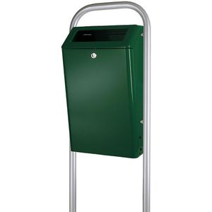 Afvalbak met metalen binnenemmer, inhoud 50 l, b x h x d = 305 x 725 x 400 mm, groen