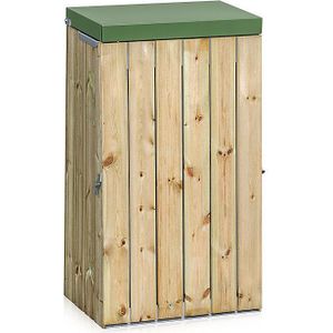 Afvalbak voor buiten met houten bekleding, 125 l, b x h x d = 600 x 1030 x 380 mm, met dekselklep