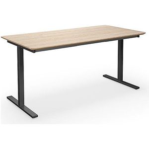 Multifunctionele tafel DUO-T Trend, recht blad, afgeronde hoeken, diepte 800 mm, breedte 1400 mm, eikenhout, zwart