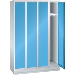 Garderobekast, hoogte 1800 mm, b x d = 1200 x 500 mm, 4 afdelingen, plaatstalen deuren, glad LISTA