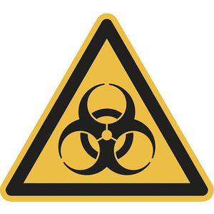 Waarschuwingsbord, waarschuwing voor biologisch besmettingsgevaar, VE = 10 stuks, hoeklengte 200 mm