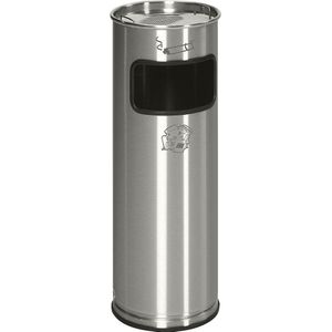 VAR Combi-asbak, inhoud 17 l, h x Ø = 660 x 230 mm, roestvast staal, enkelvoudige inwerpopening