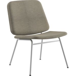 Loungestoel Greta, zithoogte 400 mm, frame wit, bekleding beige