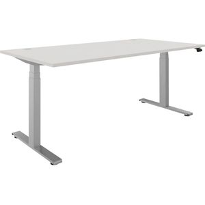 Bureau BOTTOM-UP, elektrisch in hoogte verstelbaar, recht, b x d = 1800 x 900 mm, wit/zilver