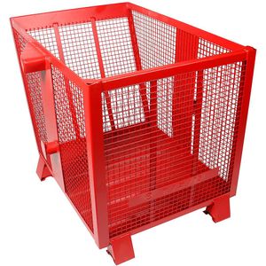 Heson Kiepbak van draadgaas, inhoud 0,75 m³, rood RAL 3000