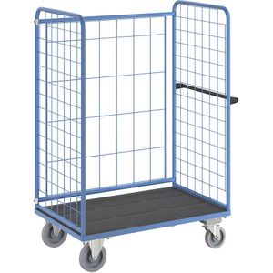 eurokraft pro Etagewagen, driezijdig draadgaas, draagvermogen 500 kg, centrale rem, laadvlak l x b = 1175 x 755 mm
