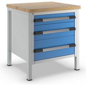 eurokraft pro Werkbank, stellingbouw serie 8000, 3 laden: 1 x 120, 1 x 180, 1 x 240 mm, b x d = 750 x 700 mm