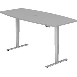 Vergadertafel, b x d = 2200 x 1030 mm, elektrisch in hoogte verstelbaar 620 - 1270 mm, lichtgrijs