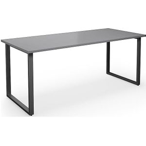 Multifunctionele tafel DUO-O, recht blad, diepte 800 mm, breedte 1800 mm, lichtgrijs / zwart