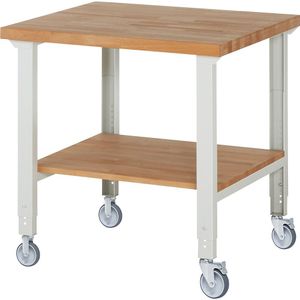 eurokraft pro Verrijdbare werkbank Serie 7000, 2 bok-/2 zwenkwielen, aflegbord, werkblad-b x d = 1000 x 900 mm