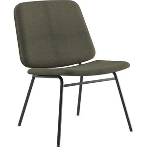 Loungestoel Greta, zithoogte 400 mm, frame zwart, bekleding donkergroen
