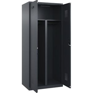 Multifunctionele lockerkast Evolo PLUS, 1 compartiment, scheidingswand ingekort, grijs, b = 800 mm, met voetdoppen, cilinderslot