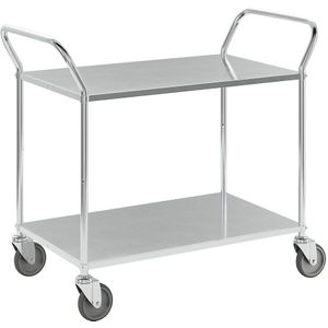 Kongamek Lichte etagewagen hoogte 940 mm, met 2 metalen legborden, elektrolytisch verzinkt, op 4 zwenkwielen