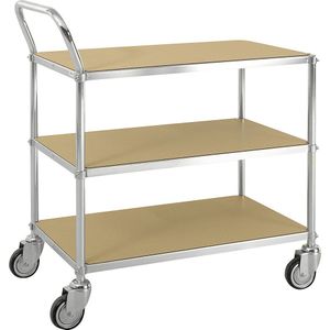 Kongamek ESD-etagenwagen, 4 zwenkwielen, 3 laadvlakken, l x b x h = 850 x 435 x 950 mm, 2 met vastzetter, vanaf 2 stuks
