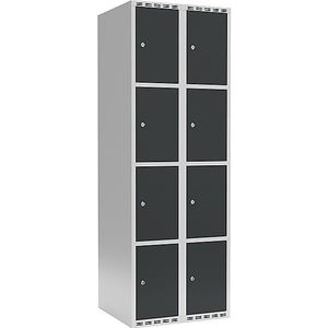 Viervoudige locker Fydor, 2 compartimenten, lichtgrijs / grijs, b = 600 mm, 2 compartimenten, platte bovenkant, cilinderslot