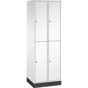 C+P Lockerkast met twee verdiepingen Intro, 2 compartimenten, zuiver wit, b x d = 620 x 500 mm
