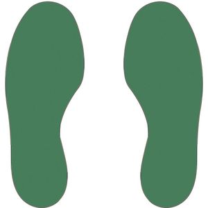 PVC-vloermarkeringen, voetafdrukken, 5 rechter / 5 linker, VE = 10 st., groen