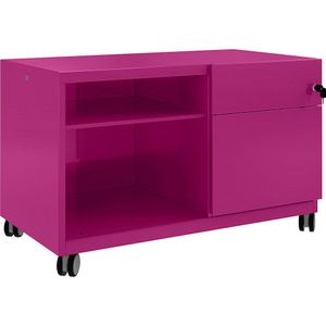 BISLEY Note™ CADDY, h x b x d = 563 x 900 x 490 mm, rechts 1 universele- en hangmappenlade, fuchsia