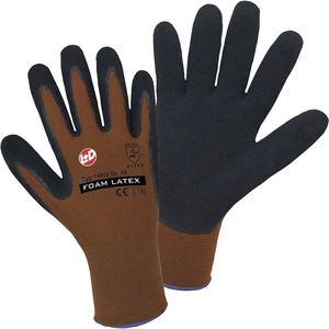 Leipold+Döhle Fijn gebreide handschoenen FOAM LATEX, VE = 12 paar, bruin/zwart, maat 8