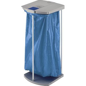 Afvalzakstandaard met 250 blauwe recyclingzakken, frame 1 x 120 l, h x b x d = 1000 x 430 x 450 mm Hailo