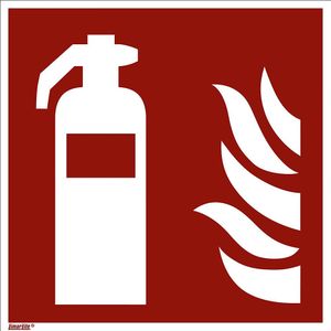 Borden voor brandbeveiliging, brandblusser, VE = 10 stuks, aluminium, 200 x 200 mm