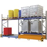 eurokraft pro Stelling-bodembak, opvangvolume 240 l, l x b x h = 3250 x 1300 x 195 mm, met rooster, thermisch verzinkt
