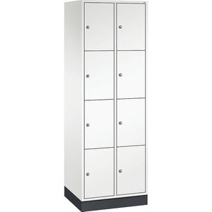 C+P Viervoudige locker Intro, 2 compartimenten, zuiver wit, b x d = 620 x 500 mm