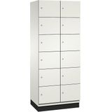 C+P Zesvoudige locker Cambio, 2 compartimenten, zuiver wit / wit, HPL-deur, b = 800 mm, 12 vakken