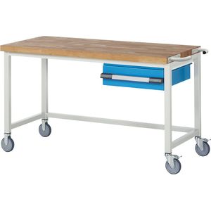 eurokraft pro Verrijdbare werkbank Serie 8000, stellingbouw, 1 hanglade, b x d = 1500 x 700 mm