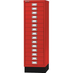 BISLEY MultiDrawer™ 39 serie, met sokkel, A4, 15 laden, kardinaalrood, zwart