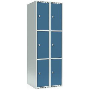 Drievoudige locker Fydor, 2 compartimenten, lichtgrijs / briljantblauw, b = 600 mm, 2 compartimenten, platte bovenkant, hangslot