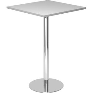Statafel, l x b = 800 x 800 mm, 1116 mm hoog, frame verchroomd, blad lichtgrijs