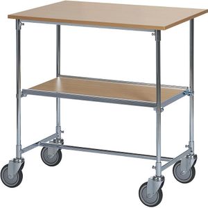 HelgeNyberg Verzinkte tafelwagen, l x b x h = 820 x 600 x 900 mm, beukenhoutdecor