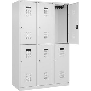 C+P Lockerkast met twee verdiepingen Evolo PLUS, 3 compartimenten, verkeerswit, b = 1200 mm, met voetdoppen, cilinderslot