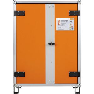 CEMO Veilige acculaadkast voor brandmeldinstallaties, b x d x h = 830 x 660 x 1110 mm, 230 V, oranje/grijs