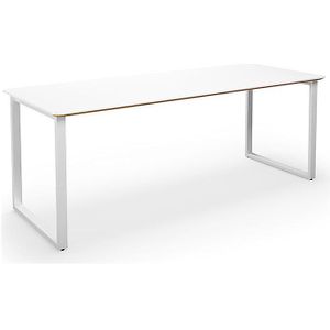 Multifunctionele tafel DUO-O Trend, recht blad, afgeronde hoeken, diepte 800 mm, breedte 2000 mm, wit / wit