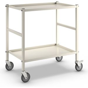 Kongamek Tafelwagen met 2 legborden, 4 zwenkwielen, waarvan 2 met vastzetters, wit