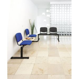 Vaste rij stoelen, met tafel, 2 tafels, 2 stoelen, bekleding blauw