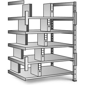 Ordner- en archief-inhaakstelling, verzinkt, hoogte 1920 mm, dubbelzijdig