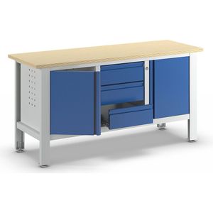 Werkbank, 3 laden, 2 deuren, b x d = 1700 x 600 mm