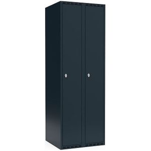 Lockerkast Fydor, 2 compartimenten, grijs, b = 600 mm, 2 compartimenten, platte bovenkant, hangslot