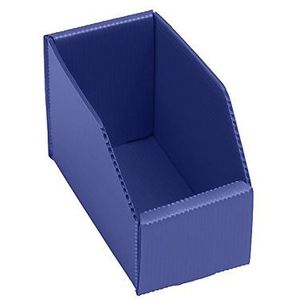 Kunststof stellingbak, vouwbaar, l x b x h = 150 x 75 x 100 mm, blauw, VE = 25 st.