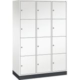 C+P Viervoudige locker Intro, 3 compartimenten, zuiver wit, b x d = 1220 x 500 mm