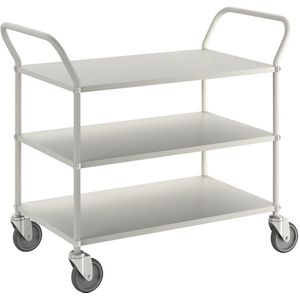 Kongamek Lichte etagewagen hoogte 940 mm, met 3 metalen legborden, wit, 4 zwenkwielen