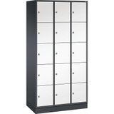 C+P Vijfvoudige locker Intro, 3 compartimenten, zwartgrijs / zuiver wit, b x d = 920 x 500 mm