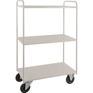 Kongamek Etagewagen KM41, 3 etages, l x b x h = 955 x 550 x 1470 mm, wit, 2 zwenk- en 2 bokwielen, vanaf 5 stuks