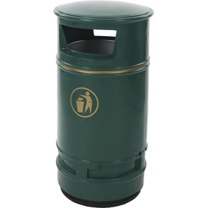 Afvalbak voor buiten, inhoud 90 l, h x Ø = 990 x 485 mm, groen