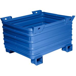 Heson Stapelbak voor zware lasten, b x l = 800 x 1000 mm, met U-vormige poten, blauw gelakt, vanaf 10 stuks